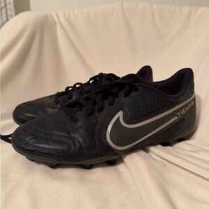 Nike Tiempo Black and Silver Soccer Cleats